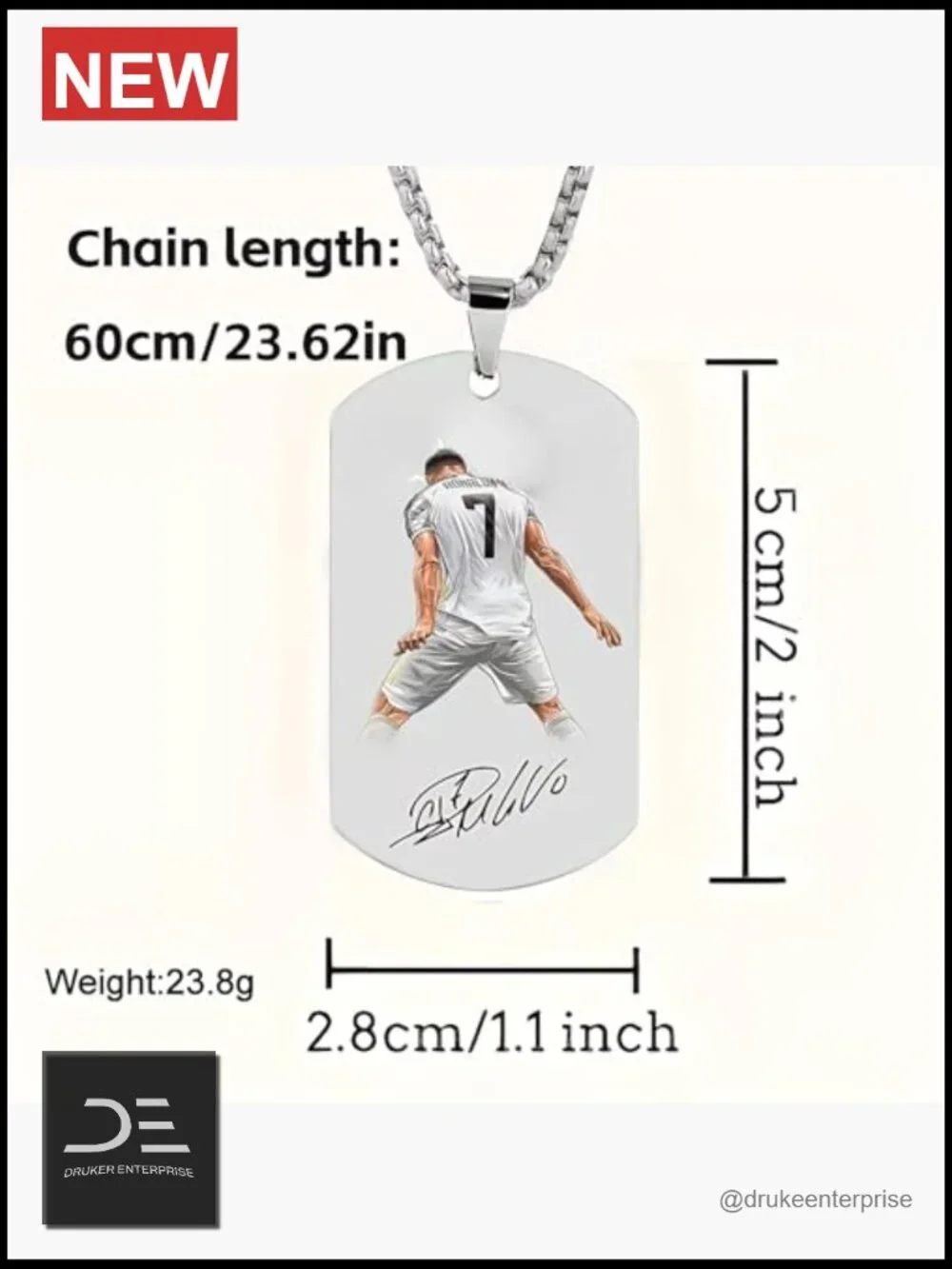 Kids Soccer Jersey Set with #7 Necklace - Uniform Shirt Shorts Socks